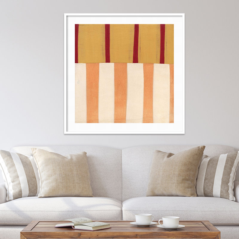 Akara Broken Stripes 3 par Laura Nugent, reproduction d'art encadrée, Blanc, H 33 po x l 33 po x P 1 po