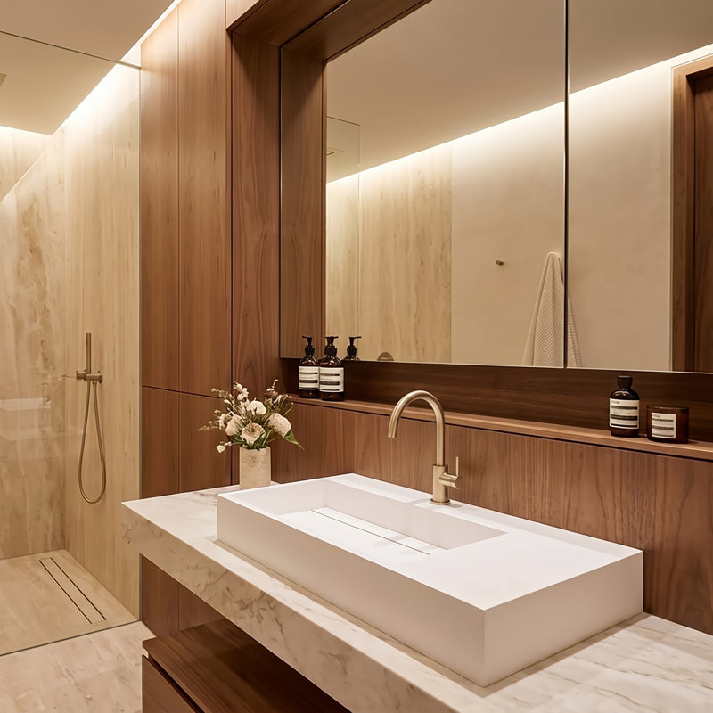 Plateau de meuble-lavabo simple 36 po avec lavabo Amelia, Gauche, Blanc