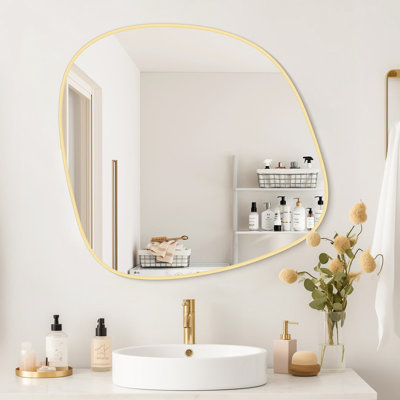 Miroir mural irrégulier, miroir en bois asymétrique