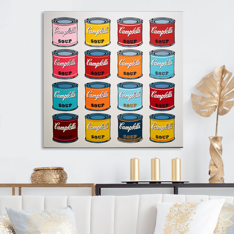 Pop Art Soup Collage IV - fruits, art mural en métal, H 29 po x l 29 po