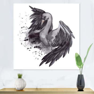 5_ cygne noir avec ailes ouvertes II - reproduction d'art sur toile traditionnelle