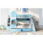 Lit superposé bleu avec 2 tiroirs, 3 tablettes, glissière en bois de pin-130481293-130481290
