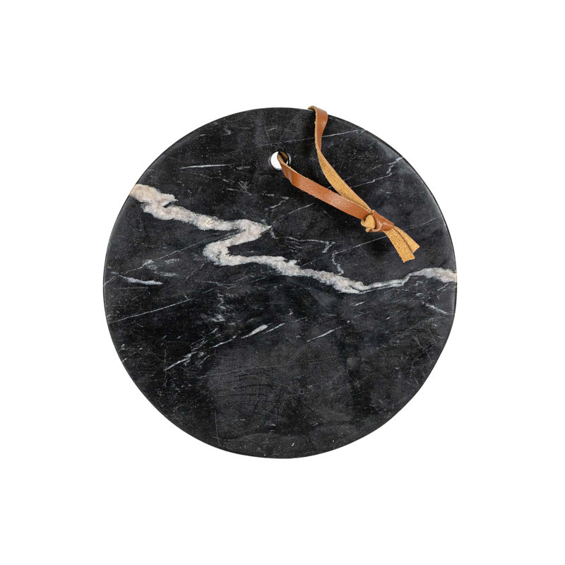 Planche à découper ronde en marbre noir et cuir Wrought Studio ™
