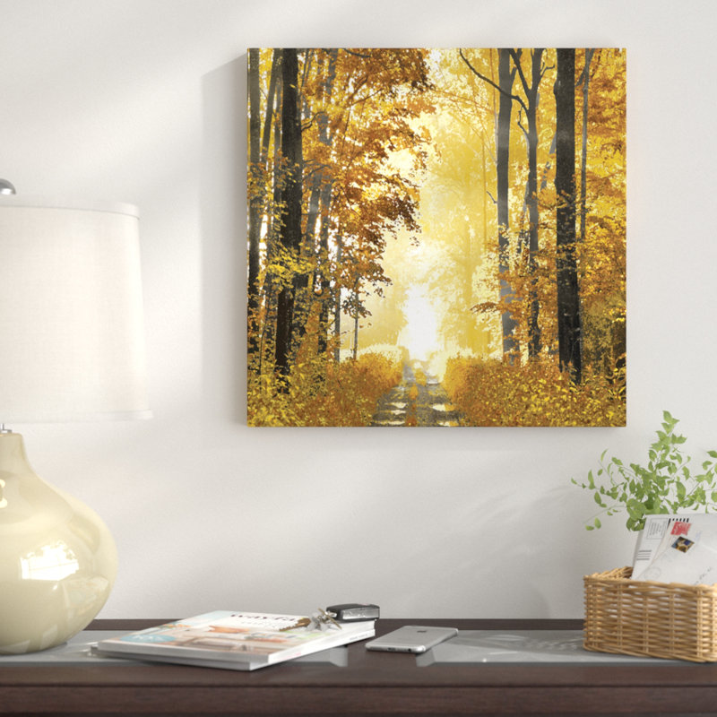 «Sunlit Forest I», impression sur toile, H 18 po x l 18 po x P 1,5 po, Toile avec cadre noir, Pas de tapis