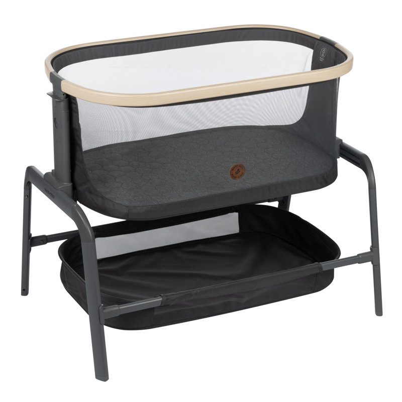 Iora Bedside Crib with Mattress, Light Gray