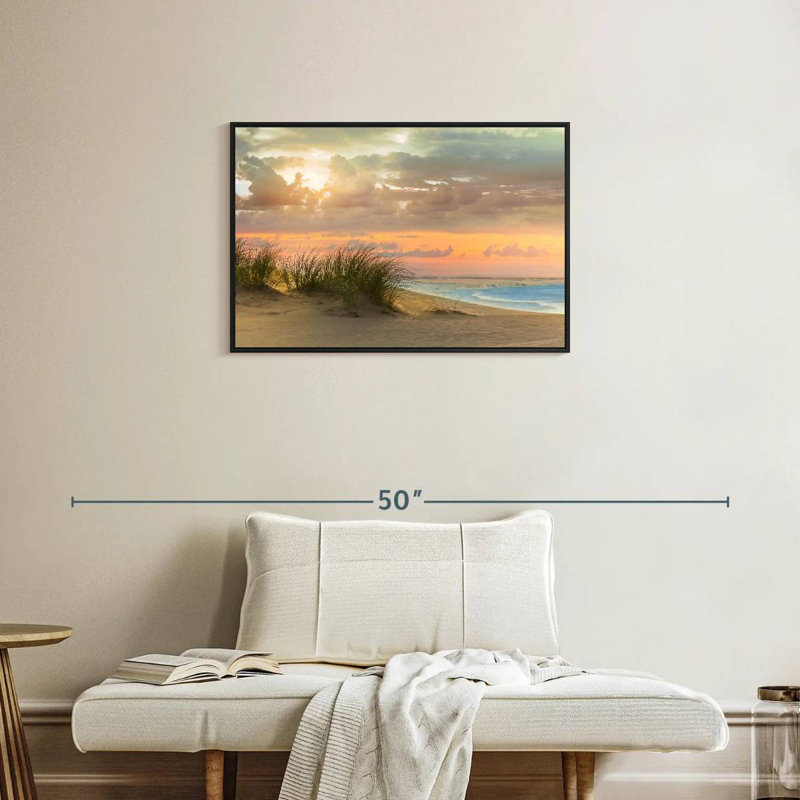 Herbe de mer et crépuscule, Cadre flottant noir, 31" X 21"