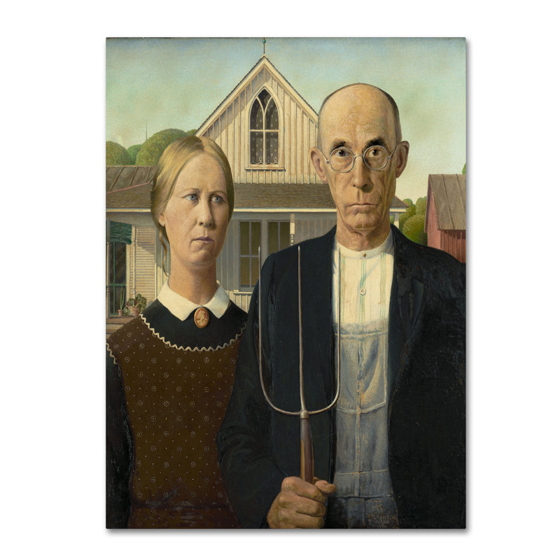 American Gothic Canvas Art by Grant Wood, 32" x 24"