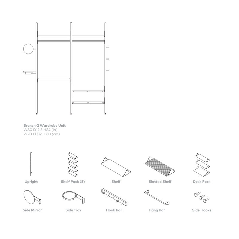Branch 2 - Wardrobe Unit, Black/Blonde