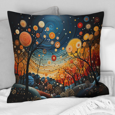 Orange Mid Century Natures Harmony I - Abstract Midcentury Printed Throw Pillow