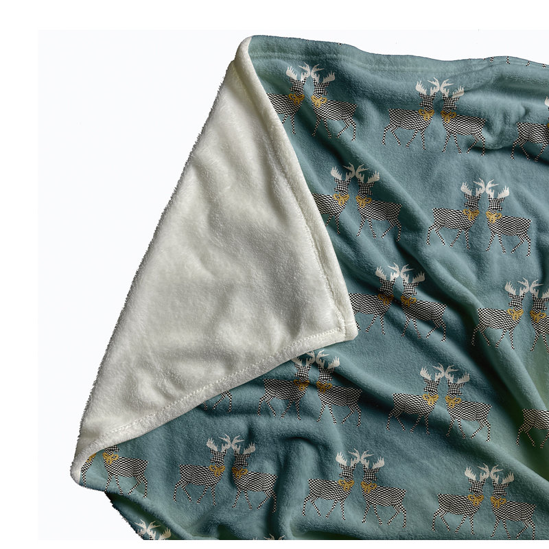 Jeté Merry Deer, Bleu sarcelle / Gris, L 30 po x L 39,75 po