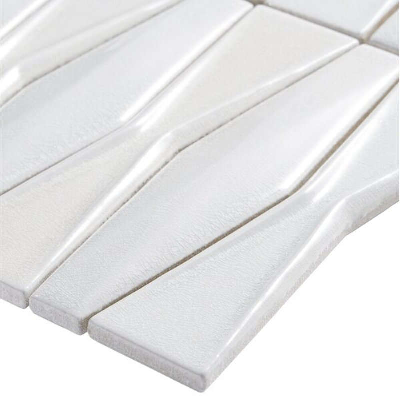 Nabi Harlequin 2x8 Glossy Glass Mosaic Tile, White