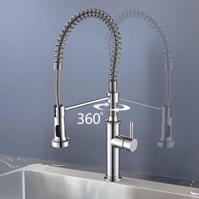 Single-Handle Pull-Down Sprayer Kitchen Faucet in Chrome, Chrome