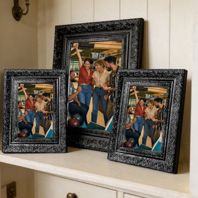Black 3 PCS Wall Mounted Picture Frame for 5" x 7" Photos and Housewarming Gifts