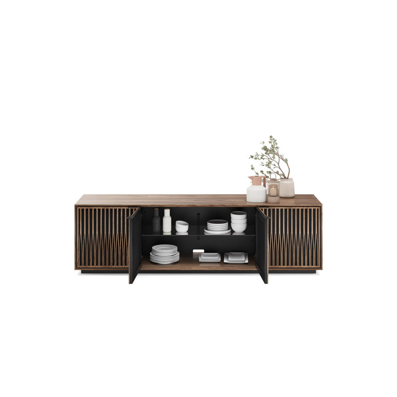 Elements - Cabinet with Rolling Plinth Base - Tune Door, Natural Walnut