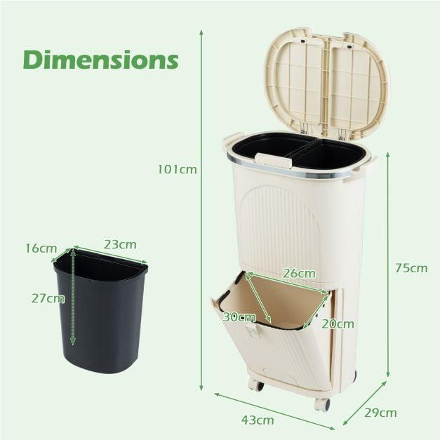 Plastic Waste Bin, Beige