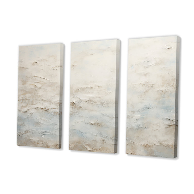 Beige bleu océan tempête III - ensemble de reproductions d'art abstrait, Toile tendue, H 40 po x l 60 po x P 1 po