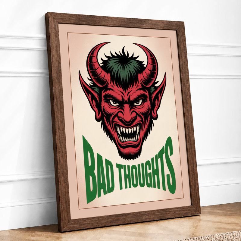 Bad Thoughts Retro - Framed Print, Walnut, A3 - 42.0 x 29.7 cm
