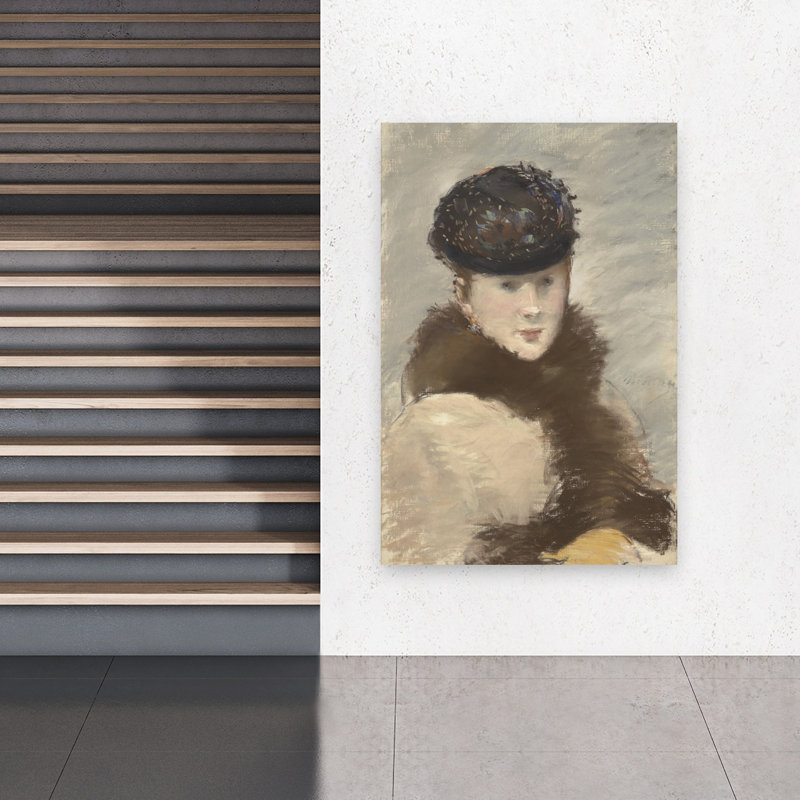 Mery Laurent portant une petite tuque, 1882. Élégante estampe abstraite contemporaine d'art mural d'hiver., H 60 po x l 40 po