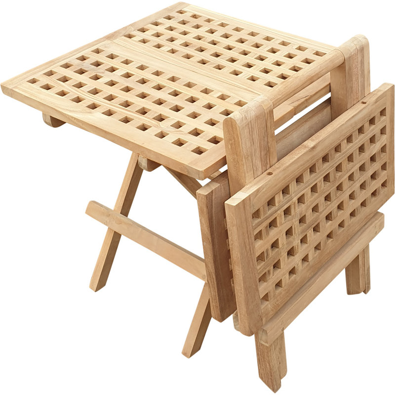 Tabouret de douche pliant carré en bois de teck Havana