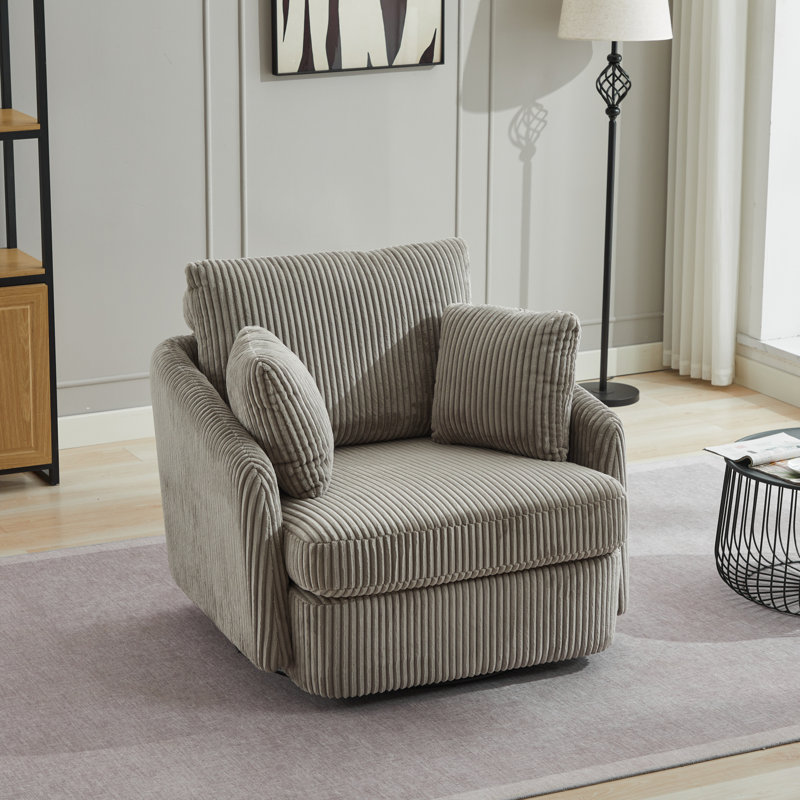Sayam 40.6'' Wide Swivel Club Chair, Green Polyester