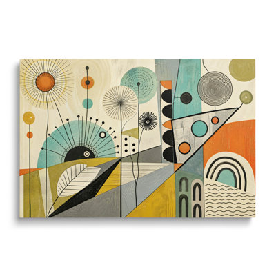 Tableau abstrait à l'huile multicolore sur toile, art mural géométrique moderne et contemporain du milieu du siècle pour salon, chambre et bureau à domicile