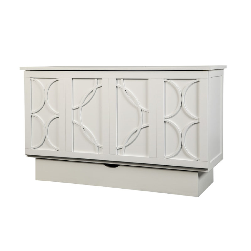 Bristol Queen Storage Murphy Bed with Mattress and Power Outlets, White