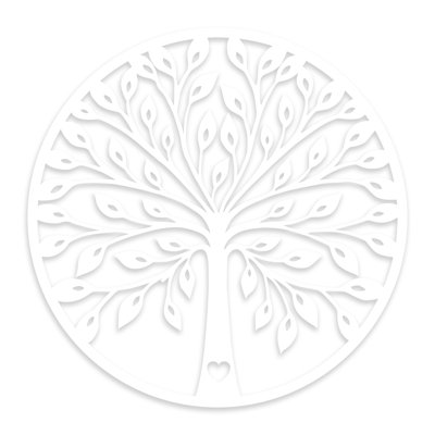 Élégant accessoire mural décoratif en bois, finition blanche, 22,8 po x 22,8 po | 100% bois, épaisseur: 0,3 po | Conception découpée au laser, emballage de protection | Parfait pour la décoration intérieure et les intérieurs modernes