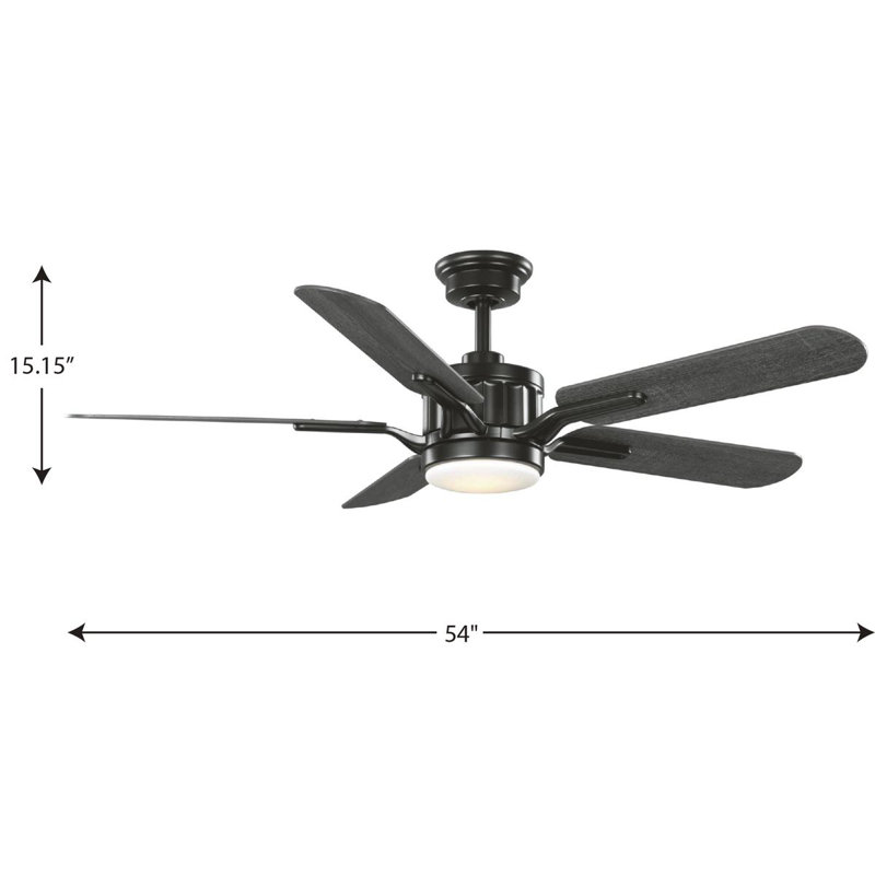 Claret 54'' Ceiling Fan with LED Lights, Black with Dark Gray Blades