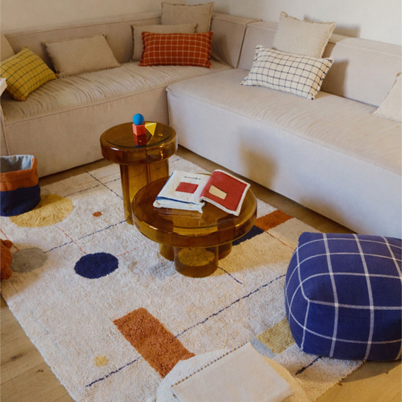 Pouf Geo Block, Navy Blue