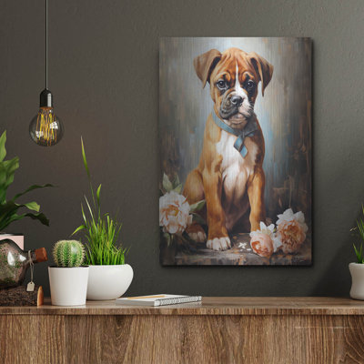 Puppy Of Boxer Dog' by Momart Metal Wall Art