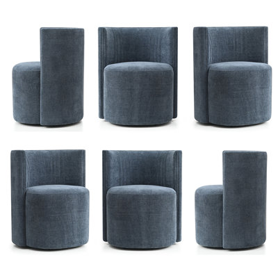 Chaises de salle à manger rembourrées avec roulettes cachées Modern Barrel