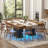 Dining Table with 2 Drawers, Modern Farmhouse Rectangular Kitchen Table for 6, Long Dining Room Tables with Led Strip for Kitchen Living Room (Black& Rustic Brown)-232811559