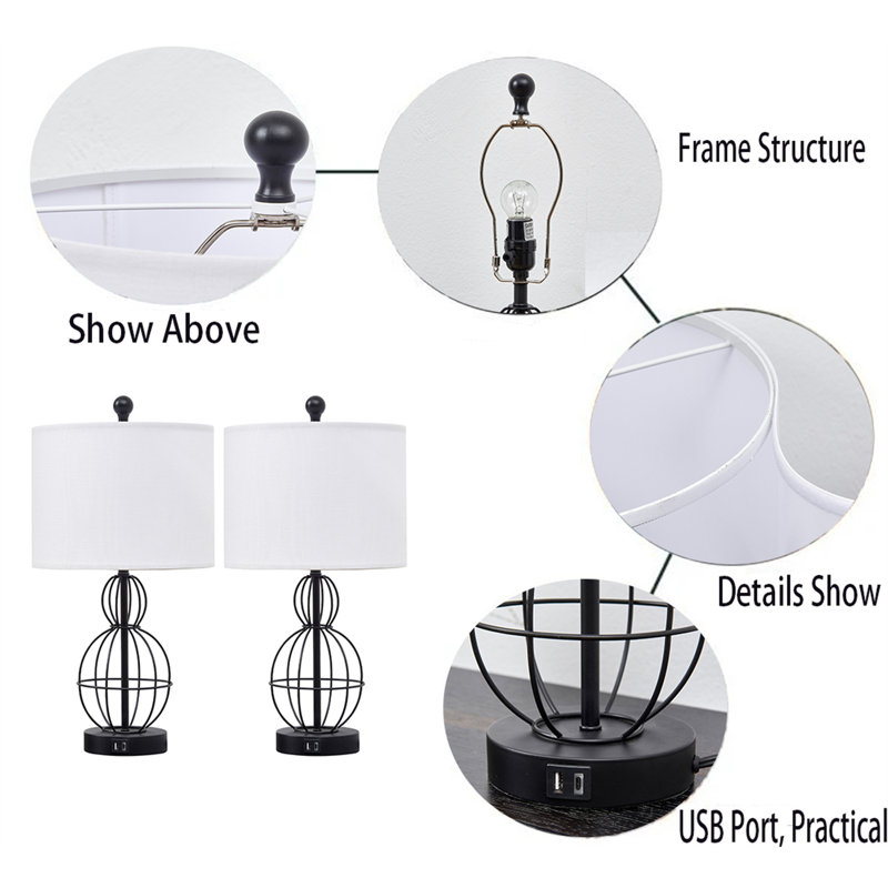 Lampe de table en métal Santel USB