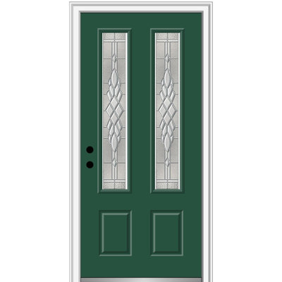 MMI DOOR 36 in. x 80 in. Fiberglass 2 -Lite 2 Panel Prehung Front Entry Door