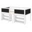 Lit mezzanine bas pour enfants avec échelle, 2 tablettes mobiles et garde-corps noir
