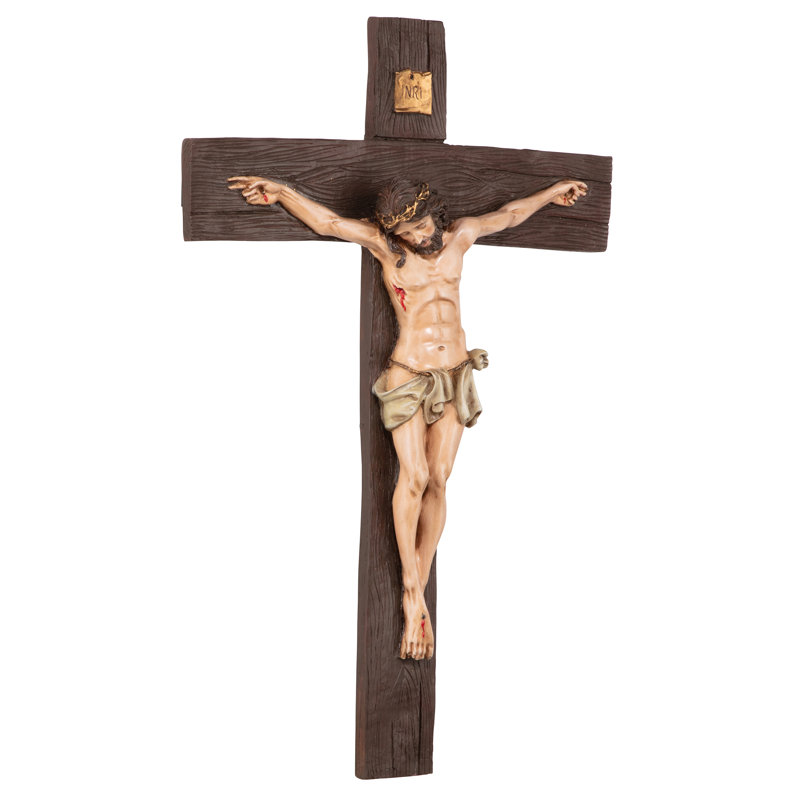 Sculpture murale crucifixion du Christ, H 20 po x l 13,5 po