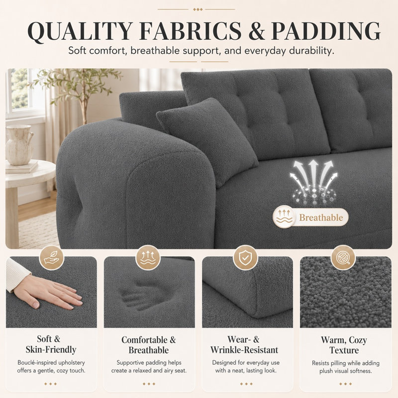 Canapé-lit convertible en chenille avec coussins, Gris, Molleton pelucheux gris