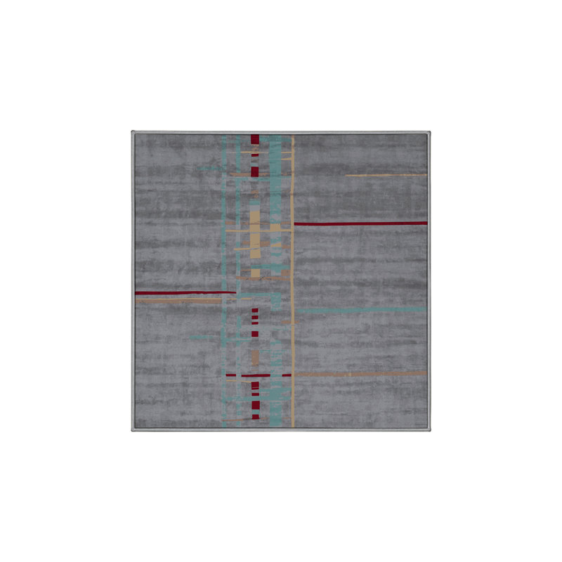 Tapis gris lavable à la machine, Carré 6 pi