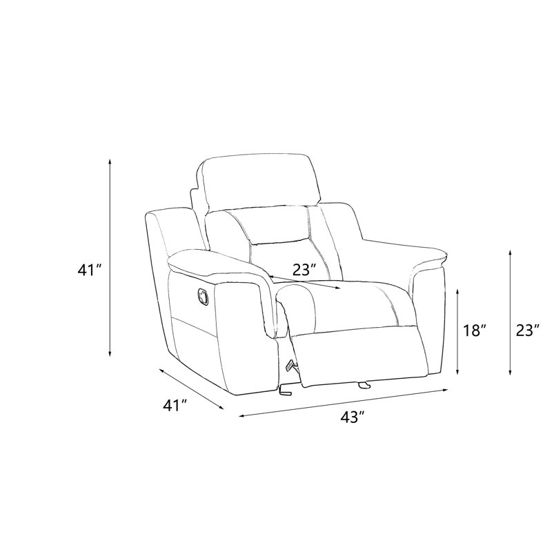 Fauteuil inclinable en cuir gris avec soutien lombaire et chaise rembourrée à blocs souples - 40,23 po Hauteur du ressort sinueux 8