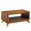 Table basse rectangulaire en bois pour le salon, table basse de 41,5 pouces avec pieds en bois massif, table de thé avec centre de rangement en bois et tablette de rangement ouverte-846316201
