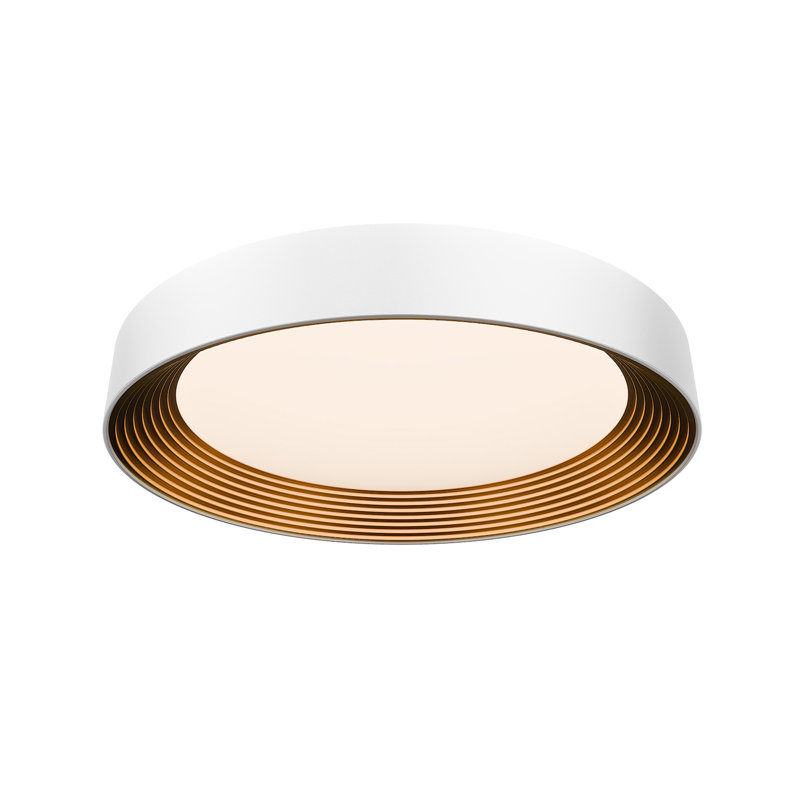 Gaston Dimmable LED Flush Mount With Built In Color Temperature Switch from 2700K/3000K/3500K/4000K, White/Gold, 26"