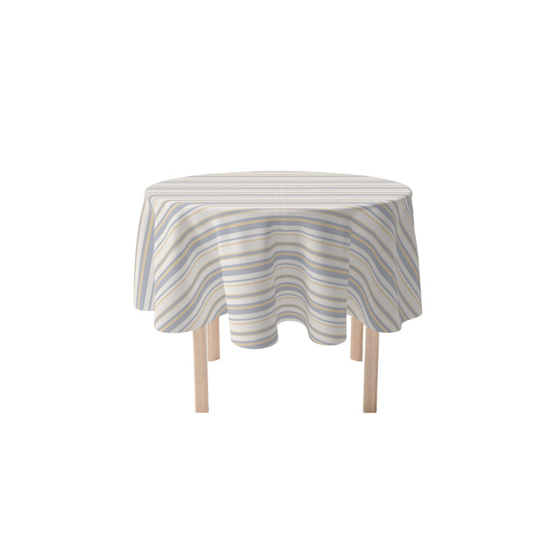 Round Striped Cotton Twill Tablecloth