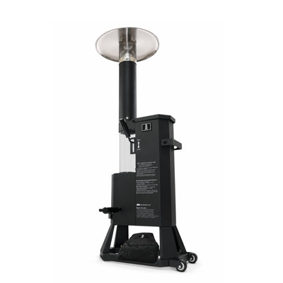 75,000 BTU Wood Pellet Patio Heater with Glass Window & Wheels, Freestanding Outdoor Heater for Backyard & Commercial Use