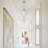 9" Modern Brushed Brass Mini Pendant Light with Hand-Blown Textured Glass Globe Shade, Adjustable Height 19.5"-97.5" for Kitchen Island Bedroom Dining Room