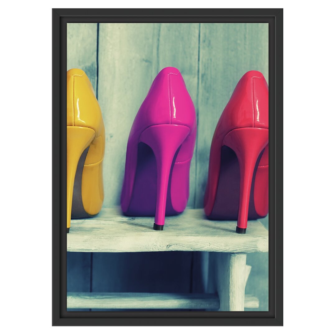 Gerahmtes Wandbild Bunte High Heels