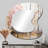 Minimalism Pink And Gold Forest - Forest Asymmetrical Large Wall Mirror, Beige Unique Shape Decorative Mirror, Printed Metal Art-1744187778