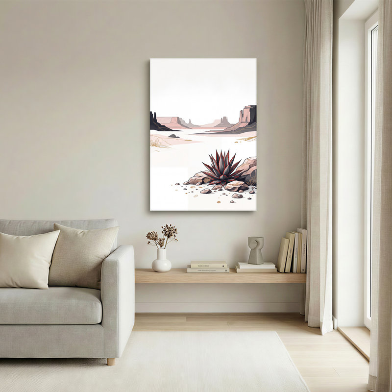 Toile agave foncé sur des rochers près du désert rose, art mural sur toile, H 24 po x l 18 po