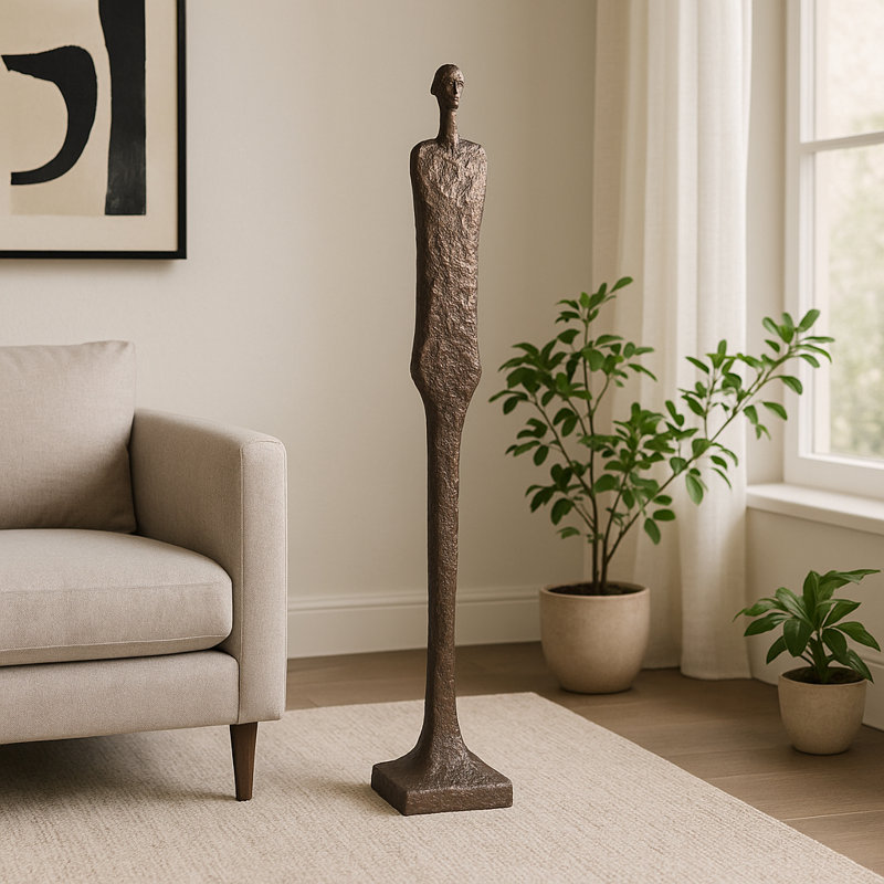 Modern Metal and Aluminum Sculpture with Textured Abstract Human Form, Contemporary Decorative Figurine Design, Artistic Minimalist Silhouette for Stylish Contemporary Display