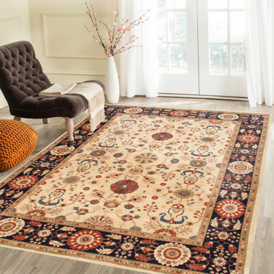 Tapis rectangulaire en laine noué à la main 6 pi 3 po x 9 pi 2 po