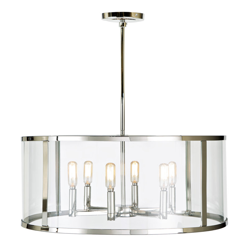 Kamiyra 6 - Light Geometric Chandelier, Polished Nickel